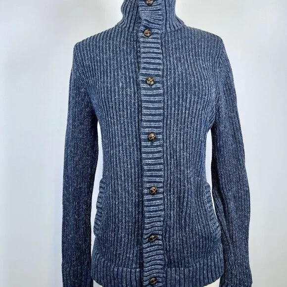Merona Sweaters Merona Blue Button Down Turtleneck Chunky